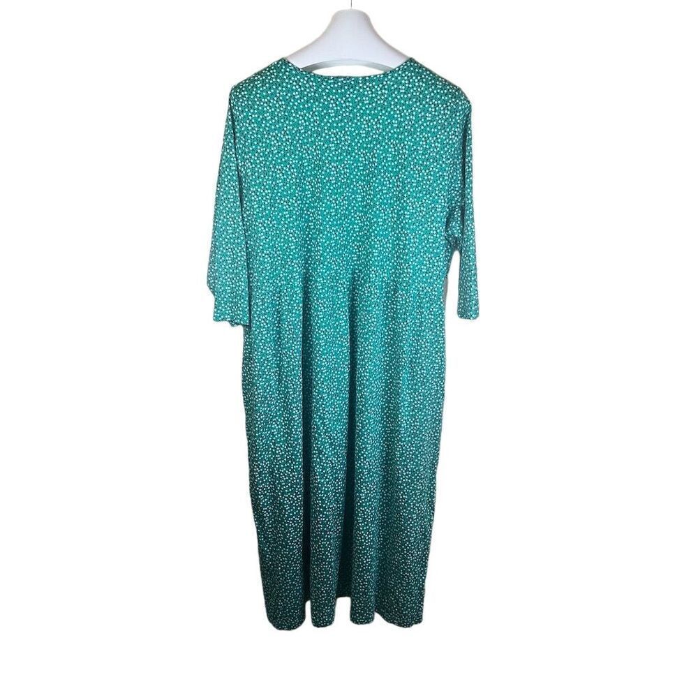 Ulla Popken Plus Size 24/26 Green Patterned V-Neck Maxi Floral Dress Cottagecore - Picture 6 of 8